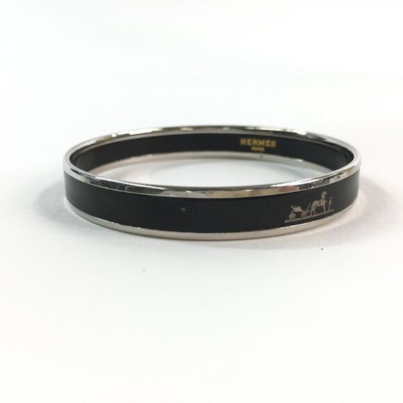 Hermes Black Enamel Caleche Horse and Carriage Bangle Bracelet - Picture 3 of 11